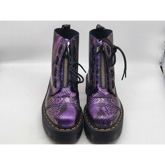 Dr. Martens Sinclair Boots Womens Size 8 Purple Snake Platform Zip Lace Up Shoes - Picture 2 of 10